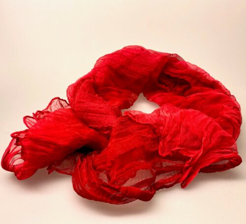 1159-91, Silkechiffon twistet på tværs 1159 - Røde toner, rød, pink, røde toner, tyndt, silke, chiffon, luksus, lækkert, plisseret, crash, biti, ribe, sjal,