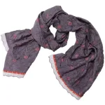 Silketørklæde 1213 med Broderi - Lilla/Pink