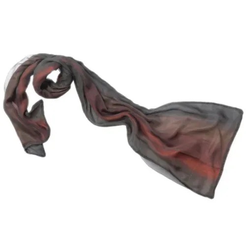 Tørklæde 7627 - 3 lag Silke Grå Rosa Siv