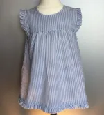 Børnekjole i bomuld - Smalstribet Mælkedreng (stof 145)