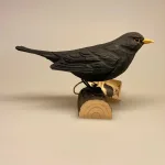 Naturens fugle af træ - Solsort, black bird, sommer, danske fugle, havens fugle, fugle i haven, gave, gaveide, naturelskere, ornitolog, fritids ornitoglog, fugle, træfugl, svenske fugle, Wildlife Garden, træfugl, fugle af træ, naturlig, naturtro, realistisk, håndlavet, træfigur, deko, dekoration, interiør, boligindretning, natur, biti, Ribe, sort sol, vadehavet,
