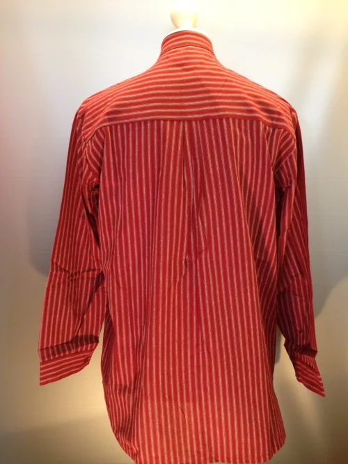 Bondeskjorte i Bomuld - Rød Pinstribet - Billede 6