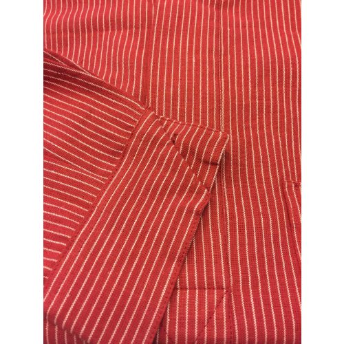 Bondeskjorte i bomuld - Rød pinstribet (stof 966), voksen