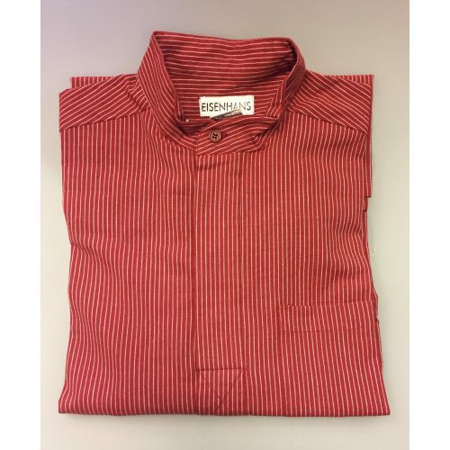 Bondeskjorte i bomuld - Rød pinstribet (stof 966), voksen