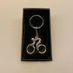 Nøglering - cykelrytter blank sølv