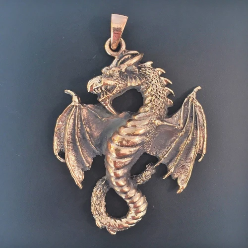 Vikingevedhæng i bronze - Drage Stor, vikinge vedhæng, drage, bronze, smykker, vedhæng, dragesmykke, luftdrage, museumssmykke, kopismykke, vikingefund, aser, magisk, rollespil, fabeldyr, eventyr, væsen, kopismykke, stort, kraftigt, biti, ribe