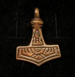 Vikinge vedhæng i bronze - Dobbeltsidet Thorshammer "Mjølner" stor