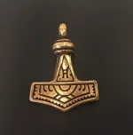 Vikinge vedhæng i bronze - Dobbeltsidet Thorshammer "Mjølner" stor