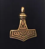 Vikinge vedhæng i bronze - Dobbeltsidet Thorshammer "Mjølner" stor