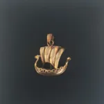 Vikingevedhæng i bronze - Vikingeskib “Skridbladner” stort Vikingesmykke vikingeskib - vikingevedhæng skib stævn bronze