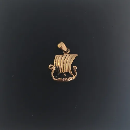 Vikingevedhæng i bronze - Vikingeskib “Skridbladner” lilleVikingesmykke vikingeskib - vikingevedhæng skib stævn bronze