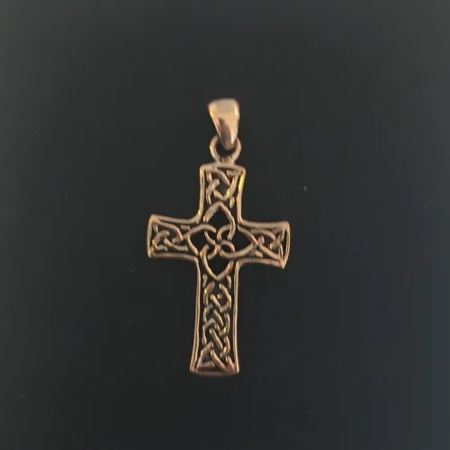 Vedhæng i bronze - Kors med keltisk flet - "de 4 elementer" vikingesmykke - vikingevedhæng vedhæng bronze keltisk kors