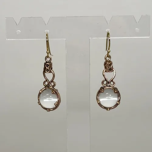 Ørehængere Bronze - Gotlandsk krystal Evigheden, Vikinge Ørehængere i bronze - Gotlandsk krystal Evigheden, vikingesmykker, øreringe, bronze, ørehængere, museumssmykker, museums, kopismykker, vikingekopi, aser, asatro, nordiske, mytologi, fund, oldtid, historiske smykker, originale, ægte, gyldne, biti, ribe, vadehavet, vikingesmykke - vikingeørehængere øreringe med gotlandsk krystal