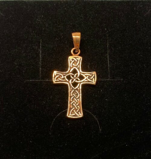 Vedhæng i bronze - Kors med keltisk flet - "de 4 elementer" vikingesmykke - vikingevedhæng vedhæng bronze keltisk kors