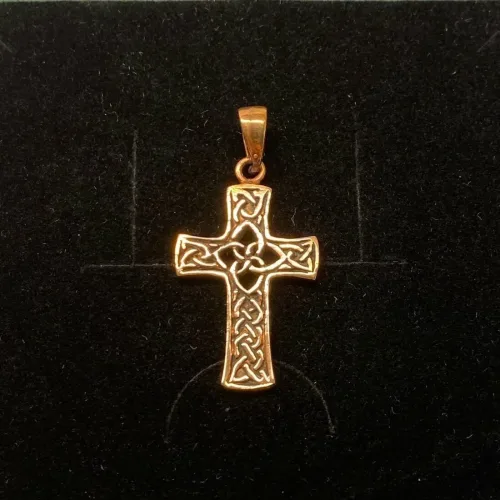 Vedhæng i bronze - Kors med keltisk flet - "de 4 elementer" vikingesmykke - vikingevedhæng vedhæng bronze keltisk kors