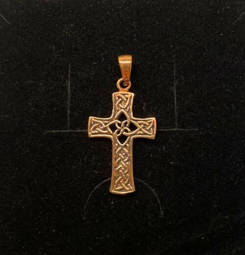 Vedhæng i bronze - Kors med keltisk flet - "de 4 elementer" vikingesmykke - vikingevedhæng vedhæng bronze keltisk kors