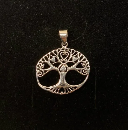 Vikingevedhæng i sølv - Livets træ ovalt med hjerter flad - asatro, thor, freja, fenris, livets træ, livstræ, kærlighed, konfirmationsgave, mors dag, gave ide, sølvvedhæng, sølv, sterling sølv, vikingesmykke,