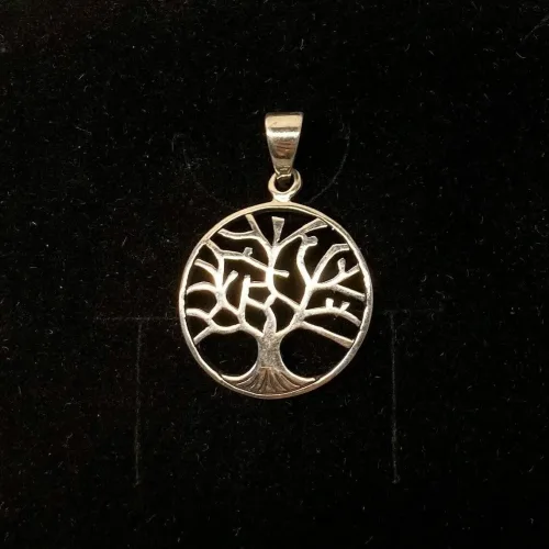 Vikingevedhæng i sølv - Livets træ Yggdrasil stiliseret rundt