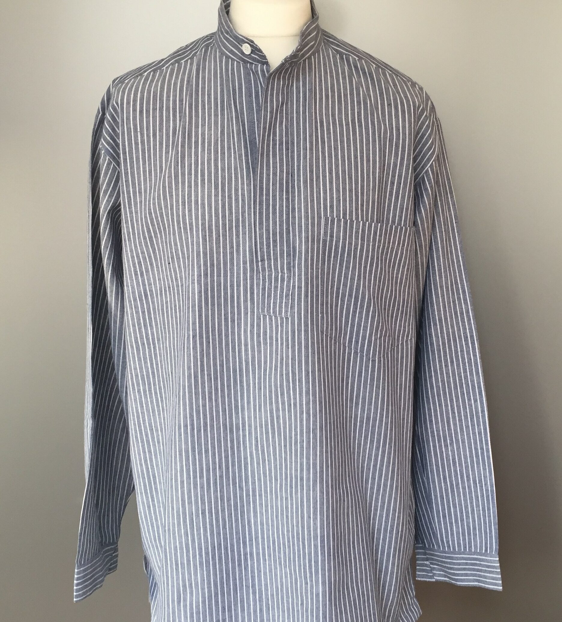 Bondeskjorte i bomuld - Denimblå (stof 54), voksen