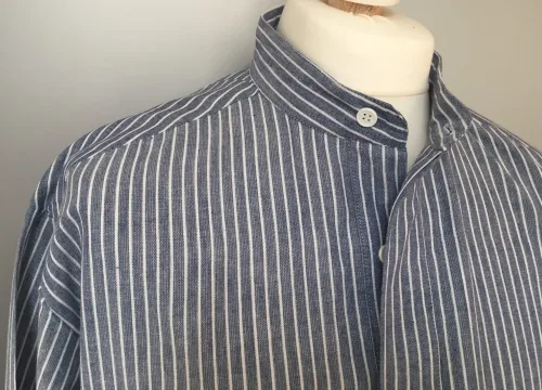 Bondeskjorte i bomuld - Denimblå (stof 54), voksen