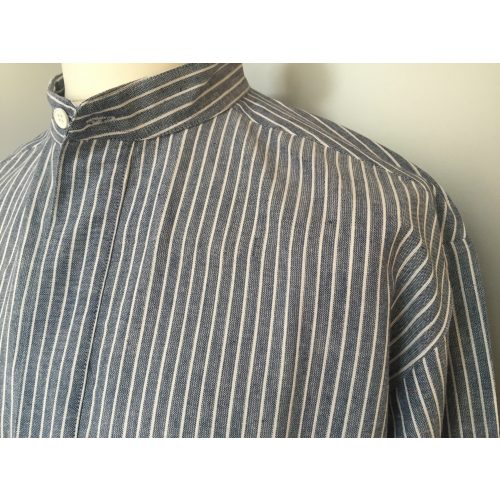 Bondeskjorte i bomuld - Denimblå (stof 54), voksen