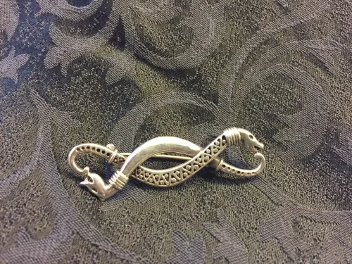 Vikingebroche i sølv - Dobbelt slange "Midgårdsormen"
