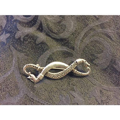 Vikingebroche i sølv - Dobbelt slange "Midgårdsormen"