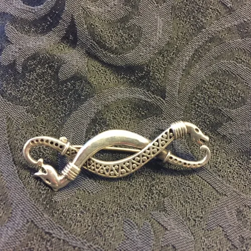 Vikingebroche i sølv - Dobbelt slange "Midgårdsormen"