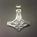 Vikingevedhæng i sølv - Thorshammer med keltisk flet stor