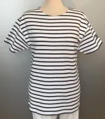 Armorlux T-shirt - interlock bomuld, Model 1524, stribet hvid/marine (unisex)