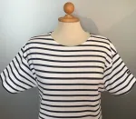 Armorlux T-shirt - interlock bomuld, Model 1524, stribet hvid/marine (unisex)
