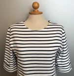 Armorlux T-shirt - Model 5409 - Interlock bomuld 3/4 ærmer med opslag Dame Hvid/Marine