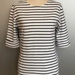 Armorlux T-shirt - Model 5409 - Interlock bomuld 3/4 ærmer med opslag Dame Hvid/Marine