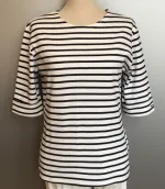 Armorlux T-shirt - Model 5409 - Interlock bomuld 3/4 ærmer med opslag Dame Hvid/Marine