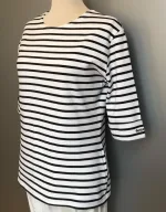 Armorlux T-shirt - Model 5409 - Interlock bomuld 3/4 ærmer med opslag Dame Hvid/Marine