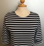 Armorlux T-shirt - Model 5409 - Interlock bomuld 3/4 ærmer med opslag Dame Marine/Hvid