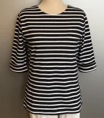 Armorlux T-shirt - Model 5409 - Interlock bomuld 3/4 ærmer med opslag Dame Marine/Hvid