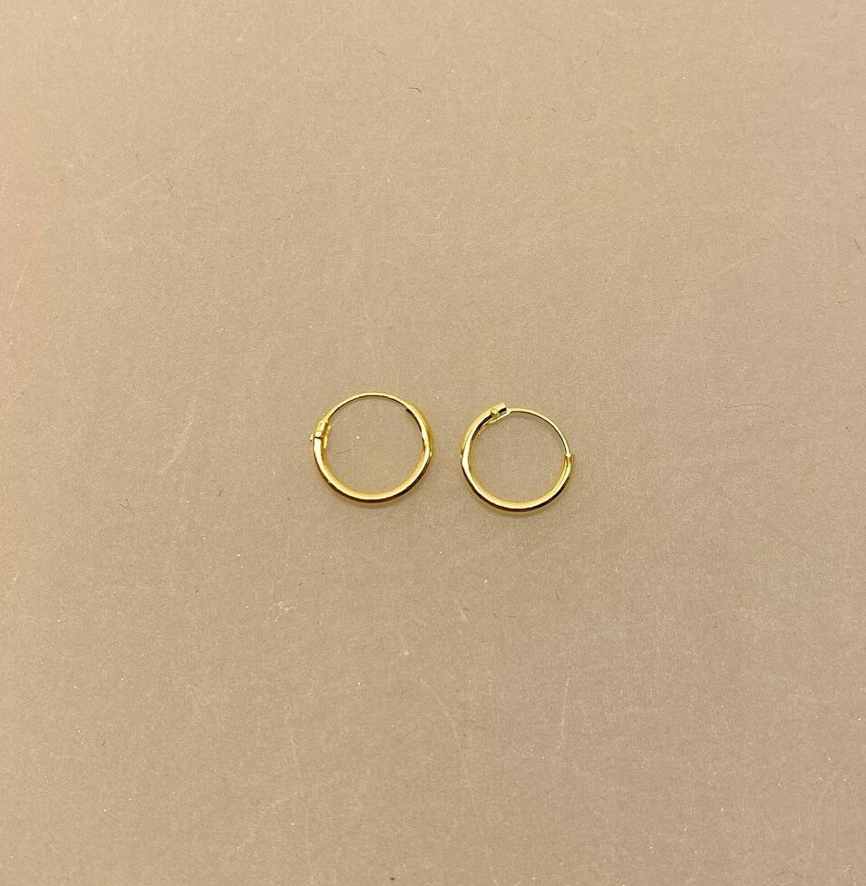 Creoler - Ø 10 mm øreringe forgyldt sølv - glatte Hoops, runde ørenringe, ringe, ægte, guld, forgyldt, guldbelagt, billige, kvalitet, flotte, enkle, små,