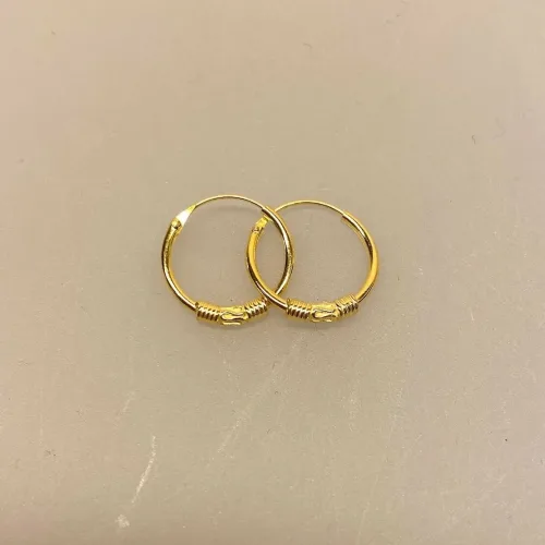 Creoler - Ø 14 mm øreringe forgyldt sølv med S-mønster og snoning, hoops, creol, creoler, runde, øreringe, ørenringe, ringe, guld, ægte, forgyldt, guldbelagt, billige, kvalitet, fine, mønster, flotte, smarte, moderne, sommer, gyldne, maansten