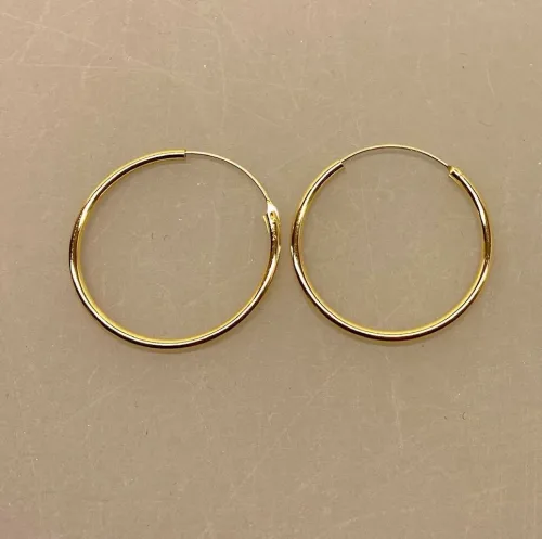Creoler - Ø 30 mm øreringe forgyldt sølv - glatte Hoops 2 mm, hoops, mellemstore, tykke, kraftige, gyldne, forgyldte, guldbelagt, sølv, sterling sølv, hoops, smykker, øreringe, ørenringe, syine a, maanesten, enamel, biti, ribe, billige, tilbud, gaveide, simple, enkle, glatte