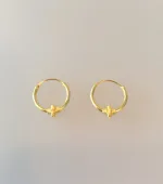 Creoler - Ø 12 mm øreringe forgyldt sølv med solmønster, hoops, creoler, creol, øreringe, ørenringe, runde, guld, forgyldte, guldbelagt, sølv, billige, flotte, mønster, smarte, fine, maanesten,