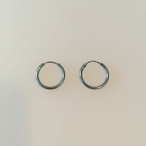 Creol øreringe i sort sølv - Runde "Hoops" (15 mm)