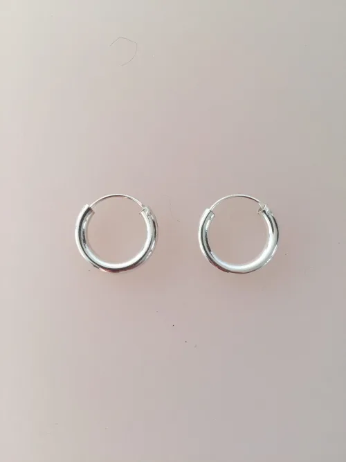 Creoler i sølv Ø 16 mm glatte hoops 3mm, Ø 16 mm, sø 3016, runde, øreringe, ørenringe, hoops, runde ringe, glatte, chunky, ægte sølv, sterling sølv, billige, god kvalitet, flotte, stilige, stilrene, biti, ribe