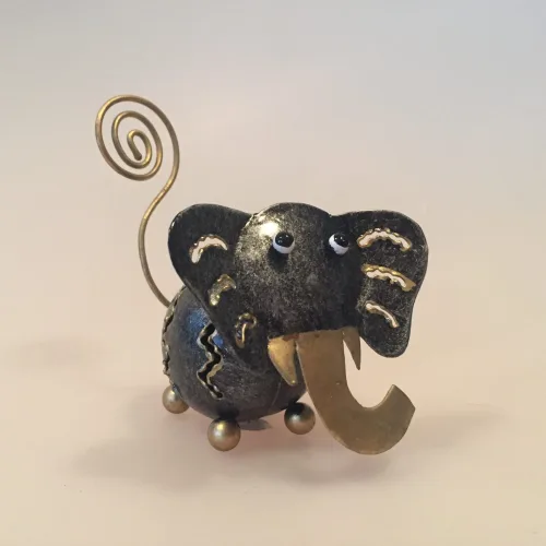 Metal Figur - Elefant Sølvgrå, Memo holder metal - Sølvgrå elefant, metalelefant, metalfigur, elefantfigur, huskeklemme, pengegave, penge i gave, fotoholder, ting med elefanter, elefantting, klemme, notesholder, noter