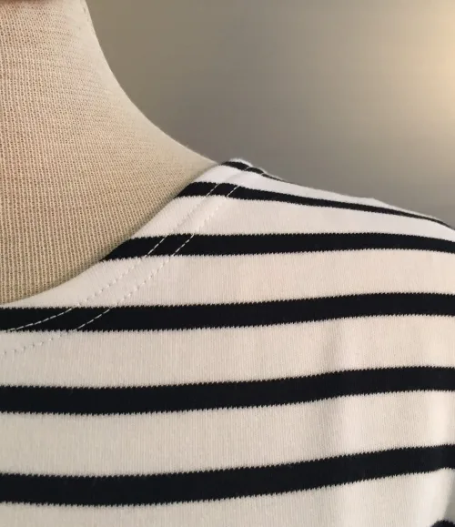 Armorlux T-shirt - interlock bomuld, Model 4277, stribet hvid/marine, damemodel langærmet