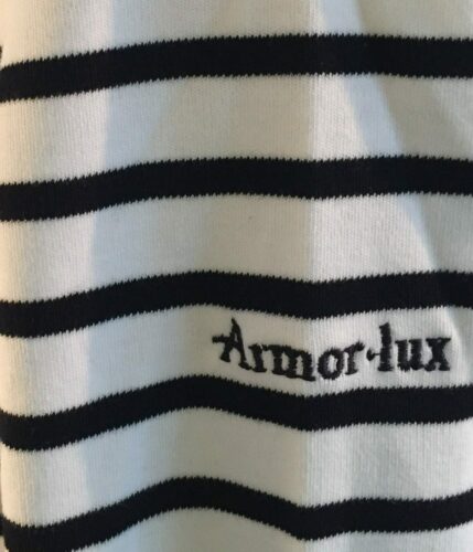 Armorlux T-shirt - interlock bomuld, Model 4277, stribet hvid/marine, damemodel langærmet
