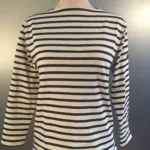 Saint James T-shirt – Model "Guildo" fast bomuld - 7/8 ærmer Unisex Ecru/Marine