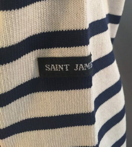 Saint James T-shirt – Model "Guildo" fast bomuld - 7/8 ærmer Unisex Ecru/Marine