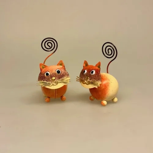 Metal Figur - Kat Brun, Memo holder metal - Brun kat, garfiels, rød, kat,