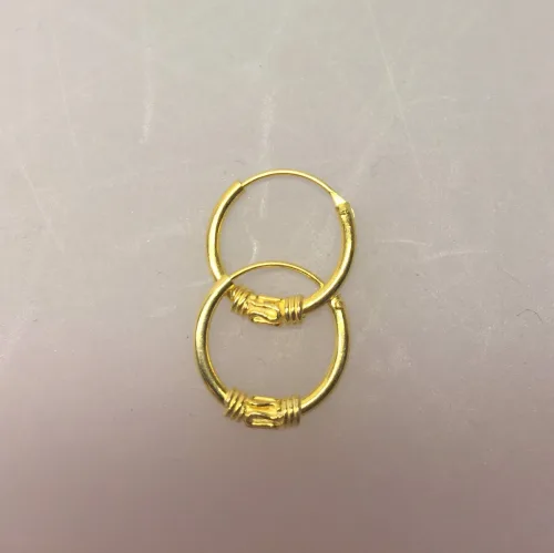 Creoler - øreringe forgyldt sølv (14 mm) - små creoler med S-mønster og snoning